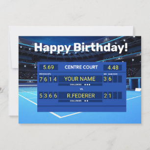 Customisable Tennis Hard court Happy Birthday Card