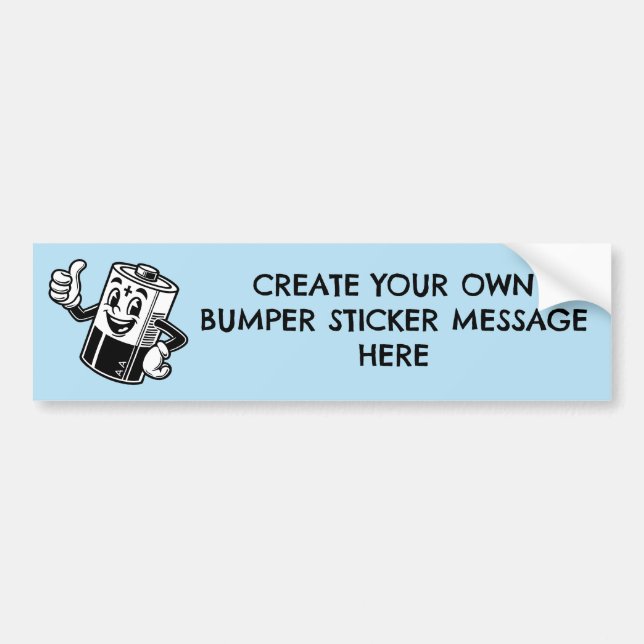 Customisable Tesla Regret Cartoon Battery Bumper Sticker (Front)