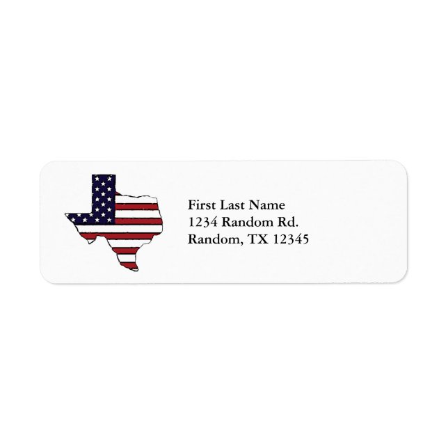 Customisable Texas American flag address labels (Front)