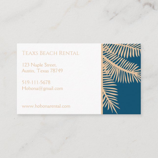 Customisable Texas beach rental business card (Front)