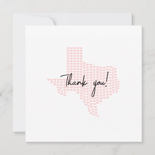 Customisable Texas Hearts Wedding Thank You Card (Front)
