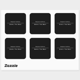 Customisable Text and Colours Basic Black and Whit Square Sticker