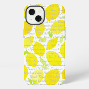 Customisable text and image modern pattern citrus iPhone 13 case