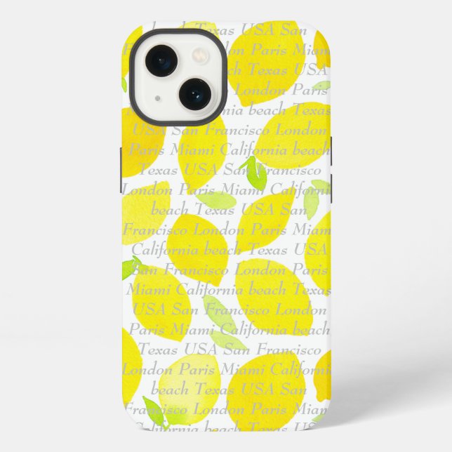Customisable text and image modern pattern citrus  iPhone case (Back)