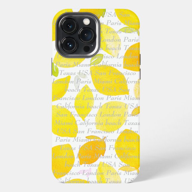 Customisable text and image modern pattern citrus iPhone case (Back)