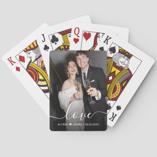 Customisable text and photo wedding guest  playing cards (Back)