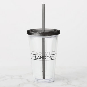 Customisable Text Bold Modern Black & Dark Grey Acrylic Tumbler
