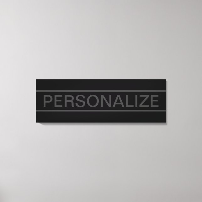 Customisable Text | Bold Modern Black & Dark Grey Canvas Print (Front)