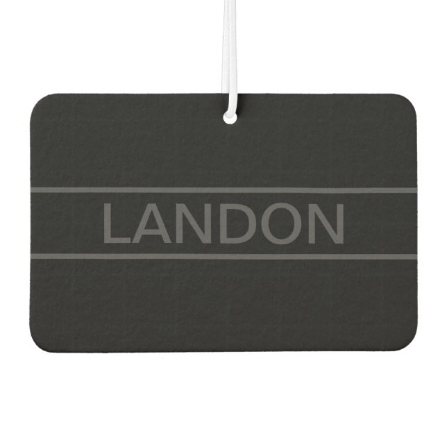 Customisable Text | Bold Modern Black & Dark Grey Car Air Freshener (Front)