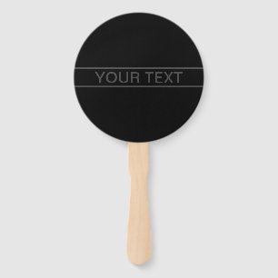 Customisable Text Bold Modern Black & Dark Grey Hand Fan