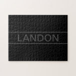 Customisable Text | Bold Modern Black & Dark Grey Jigsaw Puzzle<br><div class="desc">Bold contemporary look.</div>