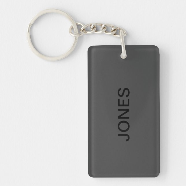 Customisable Text | Bold Modern Black & Dark Grey Key Ring (Front)