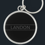 Customisable Text | Bold Modern Black & Dark Grey Key Ring<br><div class="desc">Bold contemporary look.</div>