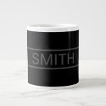 Customisable Text | Bold Modern Black & Dark Grey Large Coffee Mug<br><div class="desc">Bold contemporary look.</div>