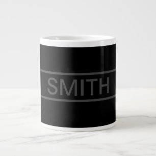 Customisable Text   Bold Modern Black & Dark Grey Large Coffee Mug