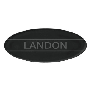 Customisable Text   Bold Modern Black & Dark Grey Name Tag