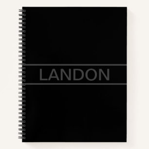 Customisable Text Bold Modern Black & Dark Grey Notebook