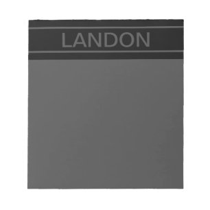 Customisable Text   Bold Modern Black & Dark Grey Notepad