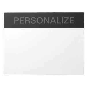 Customisable Text Bold Modern Black & Dark Grey Notepad