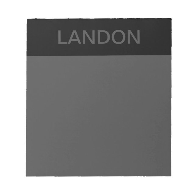 Customisable Text | Bold Modern Black & Dark Grey Notepad (Front)