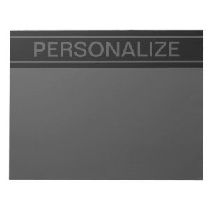 Customisable Text   Bold Modern Black & Dark Grey Notepad