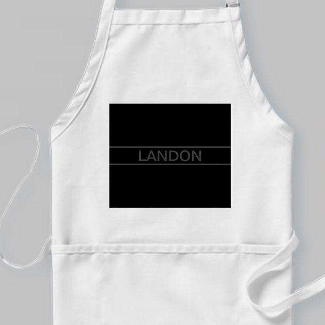 Customisable Text | Bold Modern Black & Dark Grey Standard Apron (Creator Uploaded)