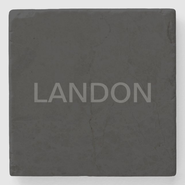 Customisable Text | Bold Modern Black & Dark Grey Stone Coaster (Front)