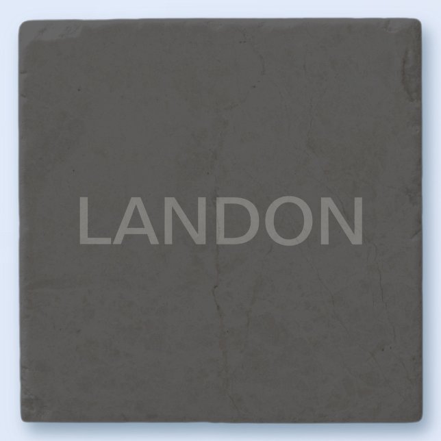 Customisable Text | Bold Modern Black & Dark Grey Stone Coaster (Creator Uploaded)
