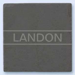 Customisable Text   Bold Modern Black & Dark Grey Stone Coaster