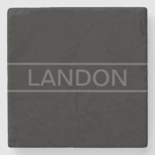 Customisable Text   Bold Modern Black & Dark Grey Stone Coaster