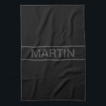 Customisable Text | Bold Modern Black & Dark Grey Tea Towel<br><div class="desc">Bold contemporary look.</div>