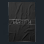 Customisable Text | Bold Modern Black & Dark Grey Tea Towel<br><div class="desc">Bold contemporary look.</div>