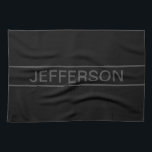 Customisable Text | Bold Modern Black & Dark Grey Tea Towel<br><div class="desc">Bold contemporary look.</div>
