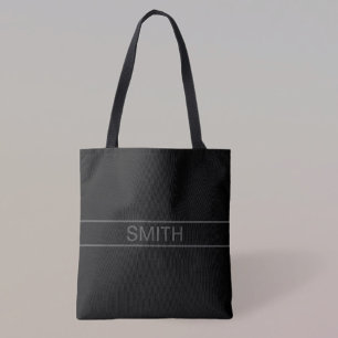 Customisable Text Bold Modern Black & Dark Grey Tote Bag