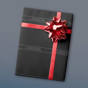 Customisable Text   Bold Modern Black & Dark Grey Wrapping Paper