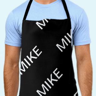 Customisable Text   Bold Modern Black & White Apron