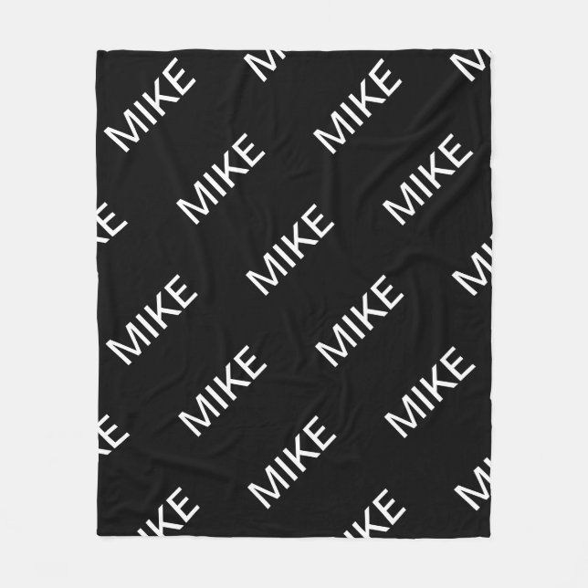 Customisable Text | Bold Modern Black & White Fleece Blanket (Front)