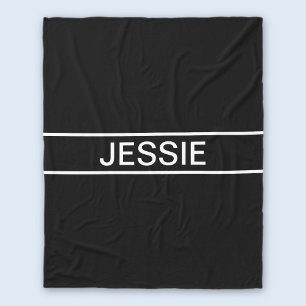Customisable Text Bold Modern Black & White Fleece Blanket