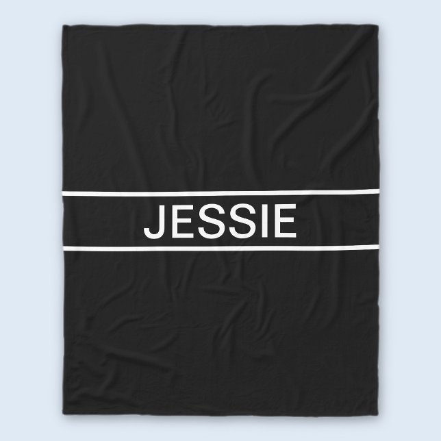 Customisable Text | Bold Modern Black & White Fleece Blanket (Creator Uploaded)