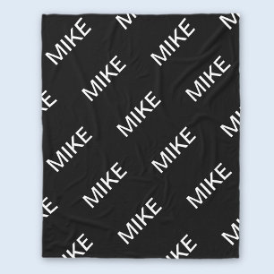 Customisable Text Bold Modern Black & White Fleece Blanket