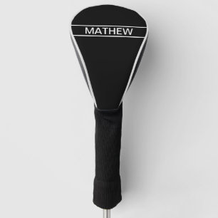 Customisable Text Bold Modern Black & White Golf Head Cover