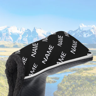 Customisable Text   Bold Modern Black & White Golf Head Cover