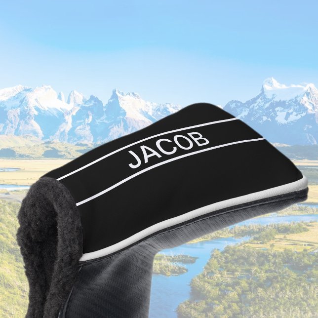 Customisable Text | Bold Modern Black & White Golf Head Cover (Creator Uploaded)