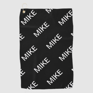 Customisable Text Bold Modern Black & White Golf Towel