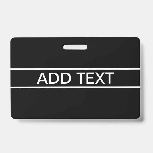 Customisable Text | Bold Modern Black & White ID Badge (Front)