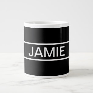Customisable Text   Bold Modern Black & White Large Coffee Mug