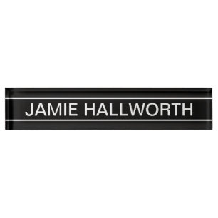 Customisable Text Bold Modern Black & White Nameplate