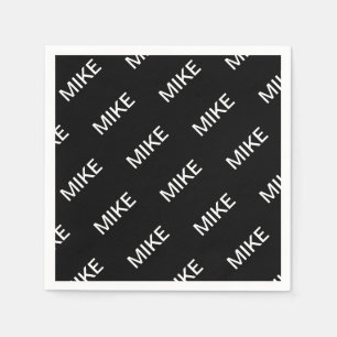 Customisable Text   Bold Modern Black & White Napkin