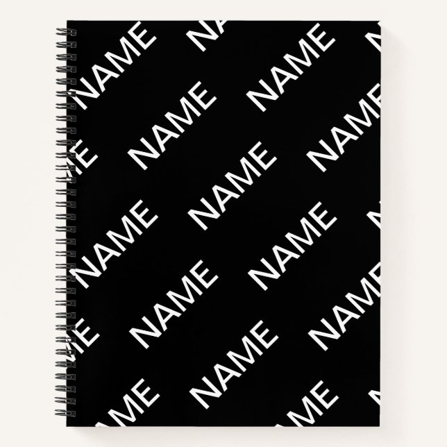 Customisable Text | Bold Modern Black & White Notebook (Front)