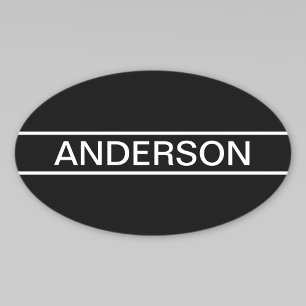 Customisable Text   Bold Modern Black & White Oval Sticker